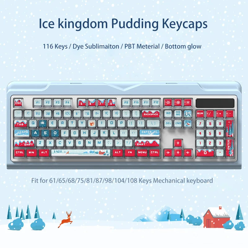 116 Keys Pudding Transparent Ice kingdom Themed Keycaps ASA Profile Dye Sub PBT RGB Backlit Keycaps for Mechanical Keyboards