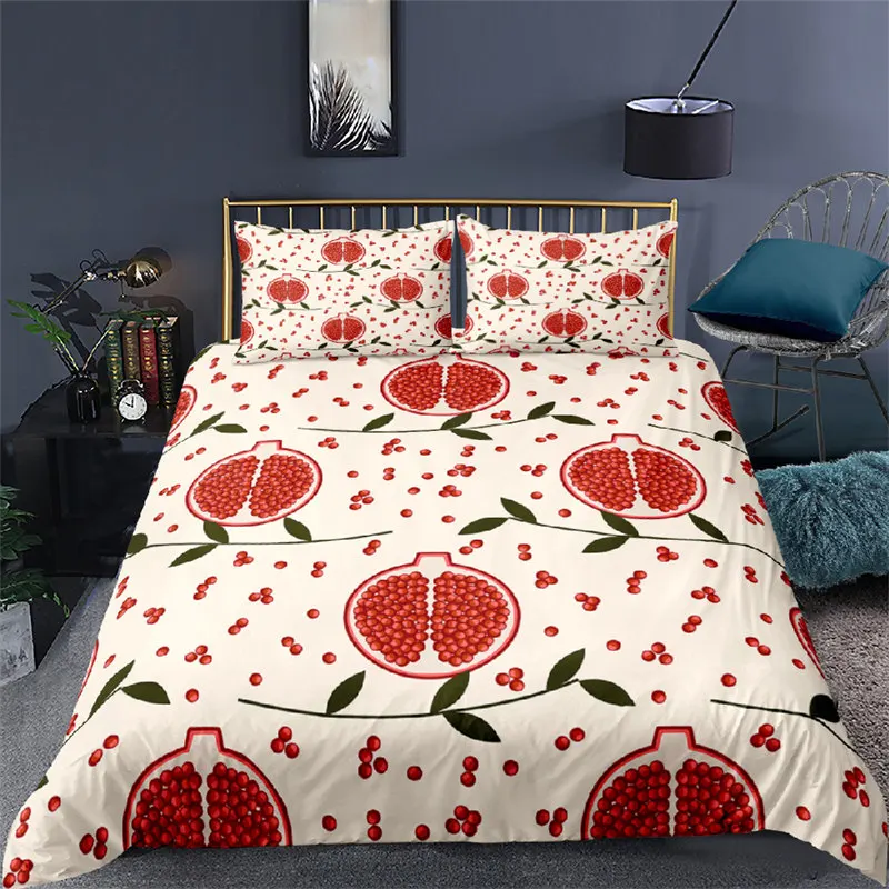 

Summer Fruits Duvet Cover Pomegranate Orange Lemon Pattern 3D Print Bedding Set For Kids Boys Girls Teens With Pillowcases Decor