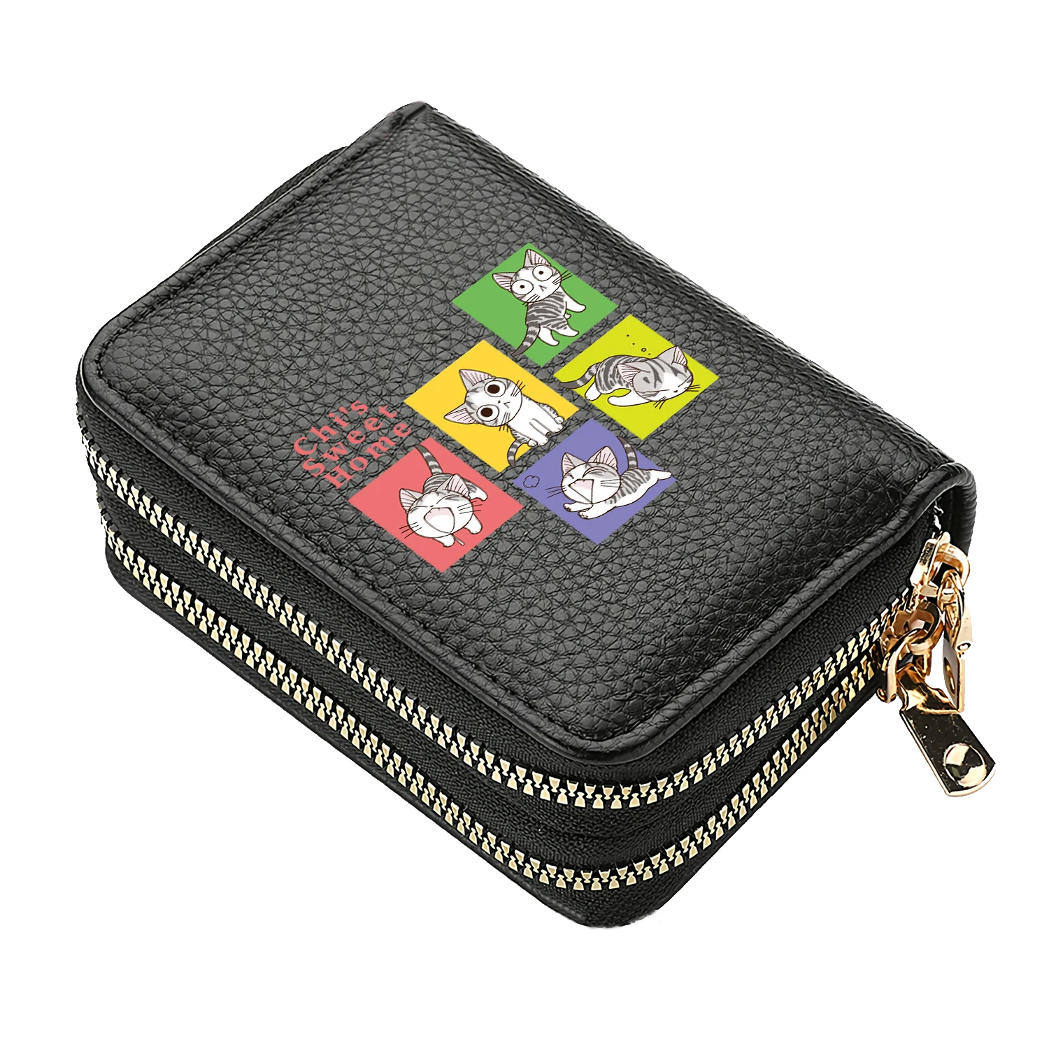 Sweet Home Chi Cat Short Wallet Cute Anime Card Holder Double Zipper Coin Purse Girls Cartoon Money Pockets Small Clutch Bag