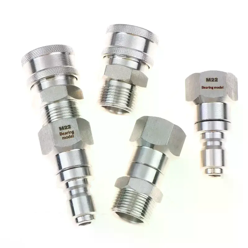 M22 14mm/15mm Pressure Washer Swivel Fitting - 360° Kink Free Anti-Twist 5000PSI To Hose Male Thread