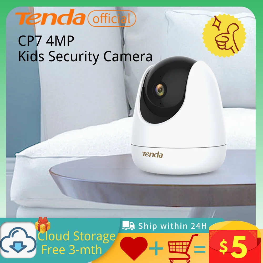 Tenda Cp7 4MP PTZ Wifi IP Camera Full-Hd Kids Camera Home Surveillance Camera Security Protection Baby Monitor Smart Video Cam