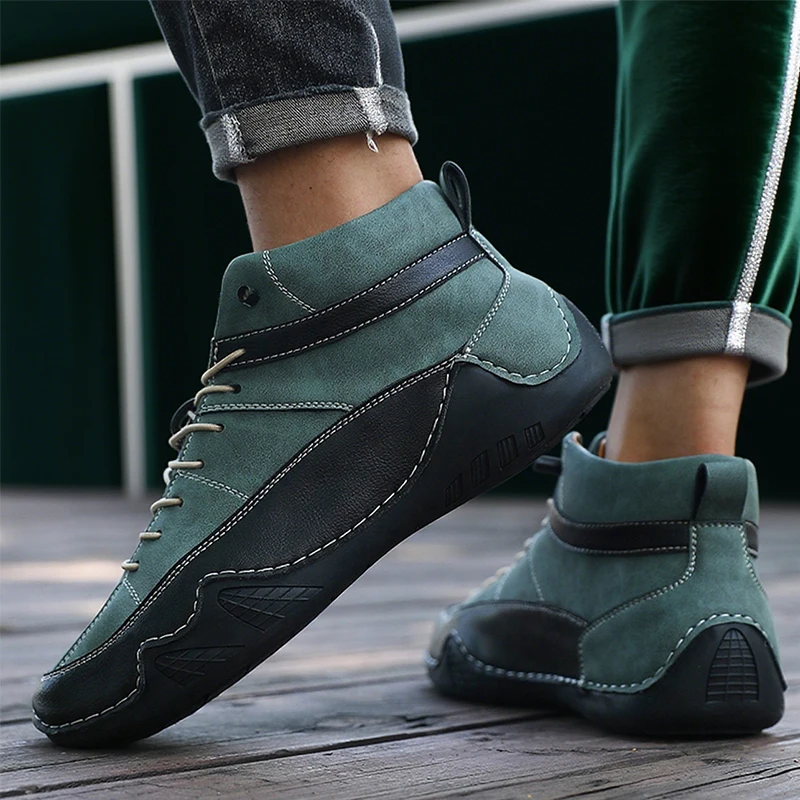 Men's Hiking Boots Outdoor Hiking Anti Slip Training Work Shoes Green Thick Soled Sports Shoes 2025 New Autumn and Winter Boots image 2