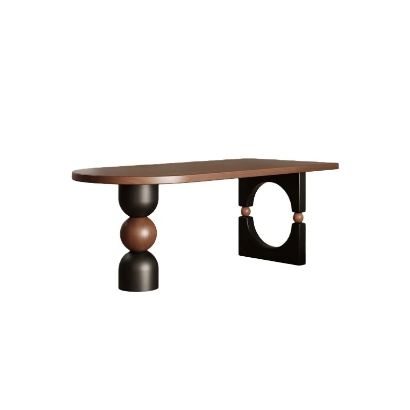 

French retro solid wood dining table oval household small apartment negotiation table and chairs