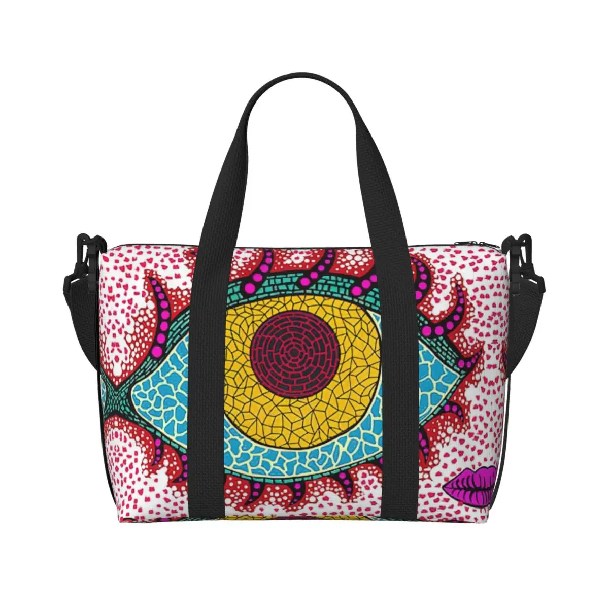 Custom Yayoi Kusama Tote Bag for Women Large Capacity Abstract Aesthetic Art Gym Beach Travel Bags