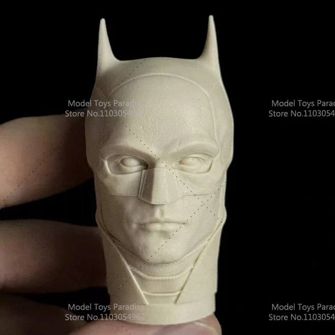 Unpainted 1/6 Batman White Model Head Bruce Wayne Bale Robert Pattinson Super Hero Head Sculpt Fit 12inch Soldier Action Figure