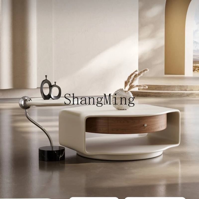 

SM creative cream wind coffee table combination new high-end round home modern simple living room