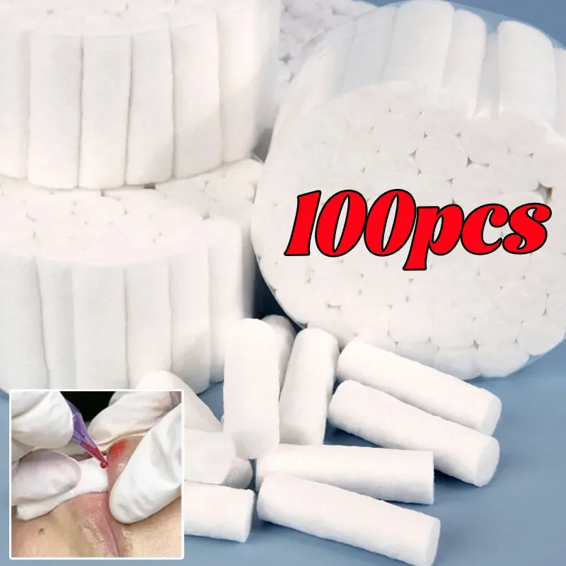 50/100pcs Disposable Dental Medical Surgical Cotton Rolls Tooth Gem High-purity Cotton Roll Dentist Teeth Whitening Consumables