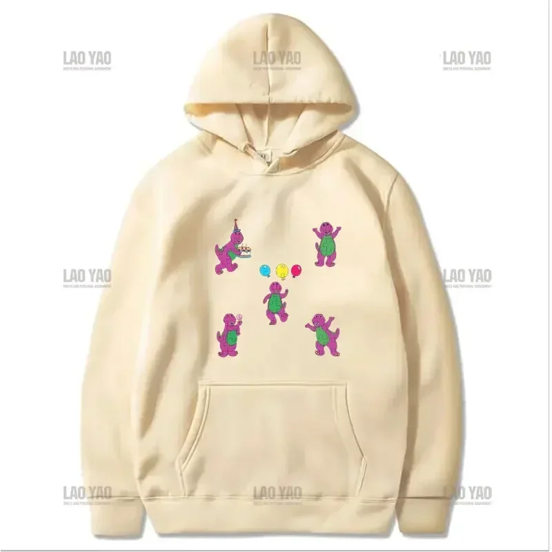 2023 New Cartoon T-shirt Dinosaur Barney & Friends Hoodie Trend Men's and Women's Sweatshirts Fun Casual Hoodies