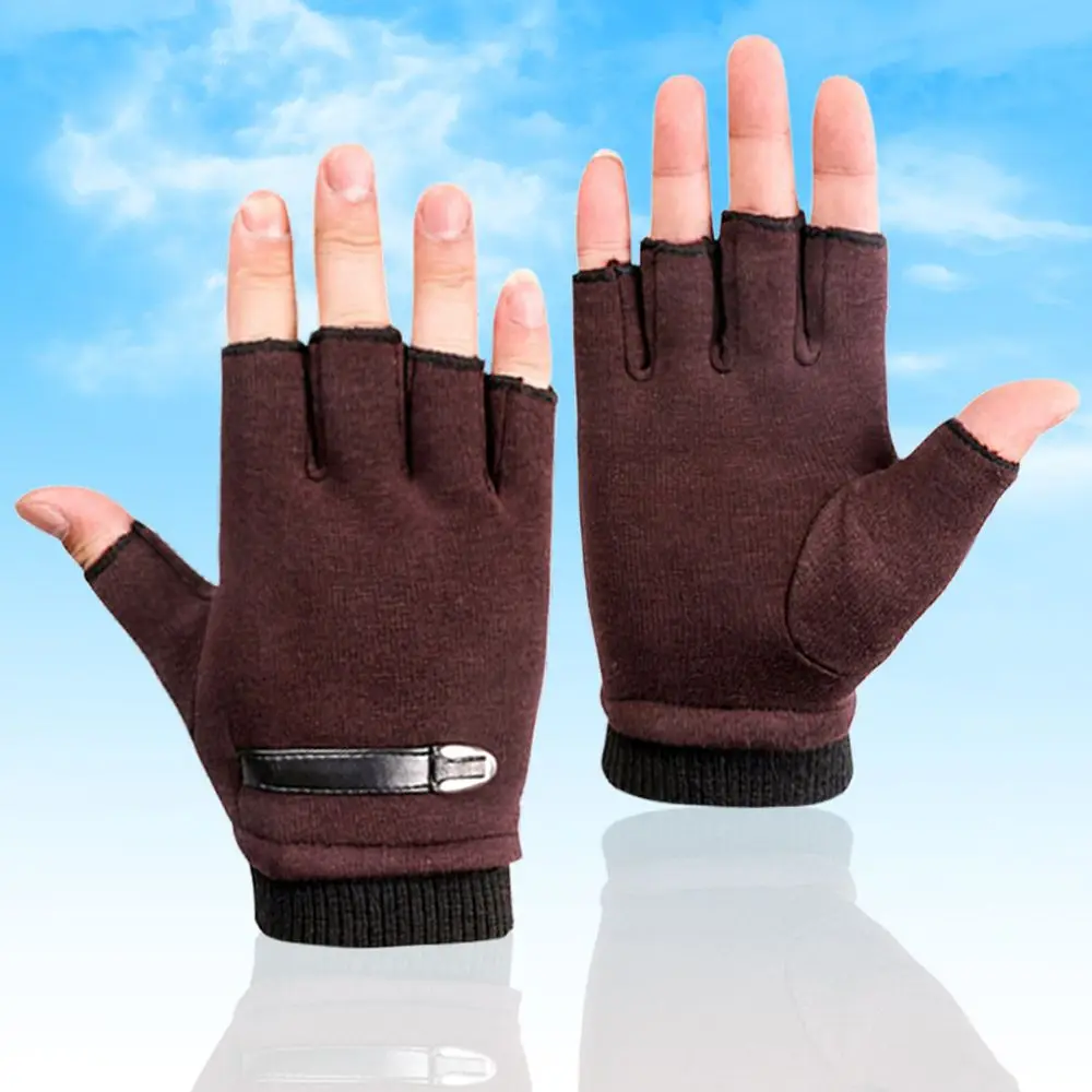 

Leather Half Finger Anti-sweat Unisex Gloves Autumn Winter Gloves Outdoor Sports Gloves Road Bike Gloves Men Cycling Gloves