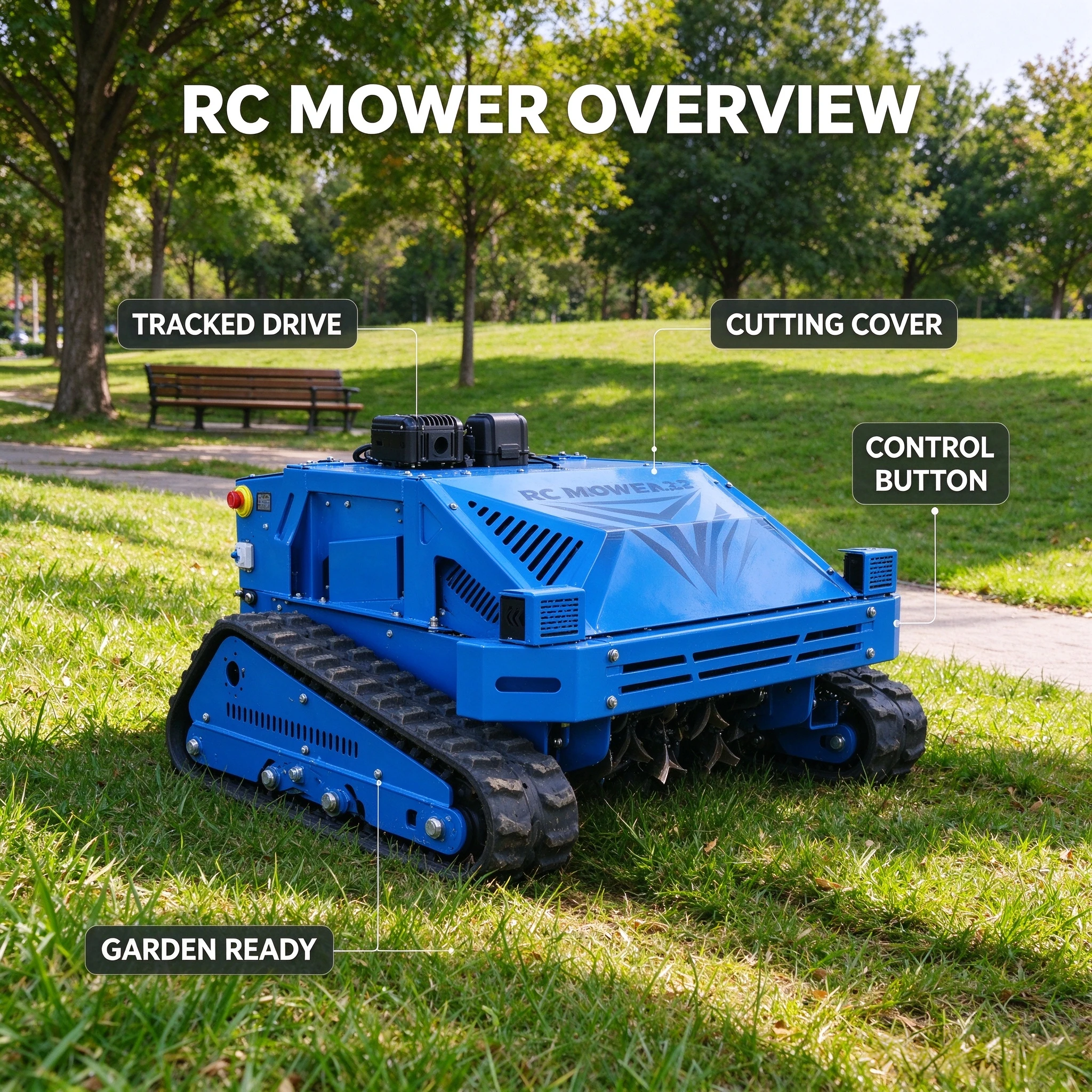 Customized Tracked Crawler Remote Control Lawn Mower Electric Grass Trimmer Adjustable Blade For Complex Terrain