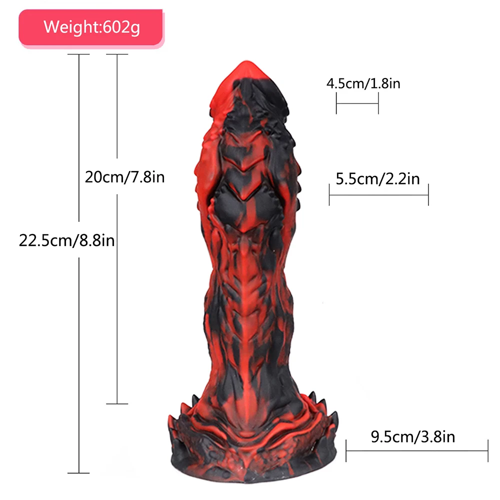 8.8inch Reddish-Black Color Nighthawk Shaped Safety Liquid Silicone Material Dildo Soft Animal Monster Penis Big Butt Anal Plug