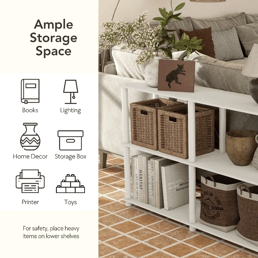 Modern 3-Tier Open Display Shelf Bookcase Espresso Storage Organizer Living Room Office Easy Assembly 47 Inch