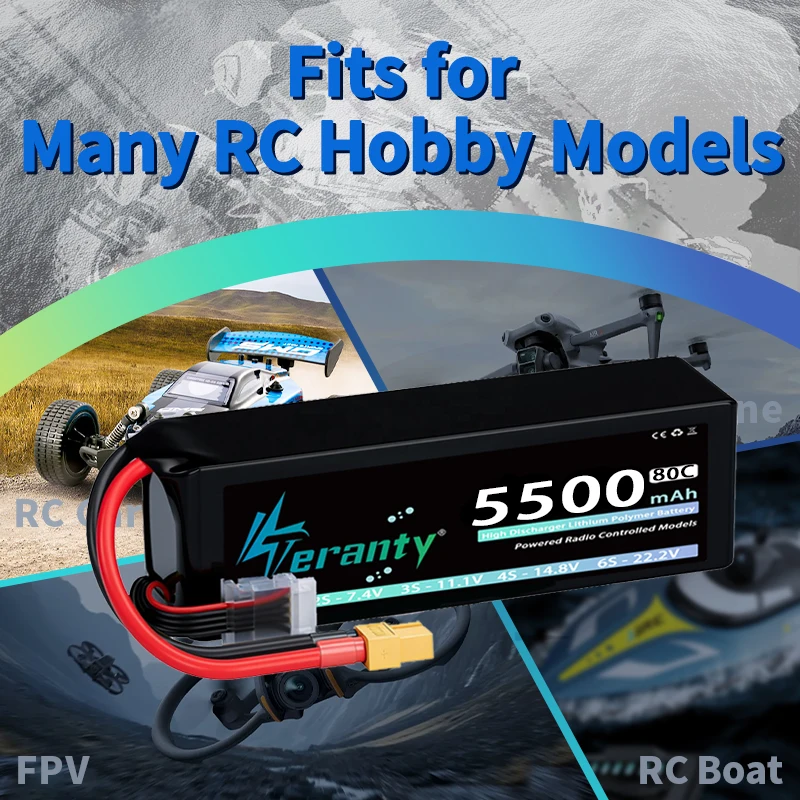 TERANTY 4S 5500mAh 14.8V 70C 15.2V 120C Lipo Battery with T XT60 XT90 for RC Car Trucks Boat FPV Drone Helicopter Airplane