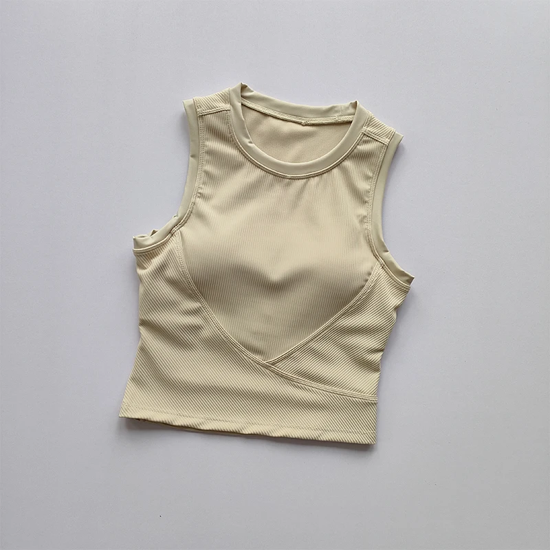 Yoga-Anzug Trägerweste Brustpolster Brustbedeckender Sport-BH Damen-Laufbekleidung Enganliegendes und Figurformendes Fitness-Top – Detail 5