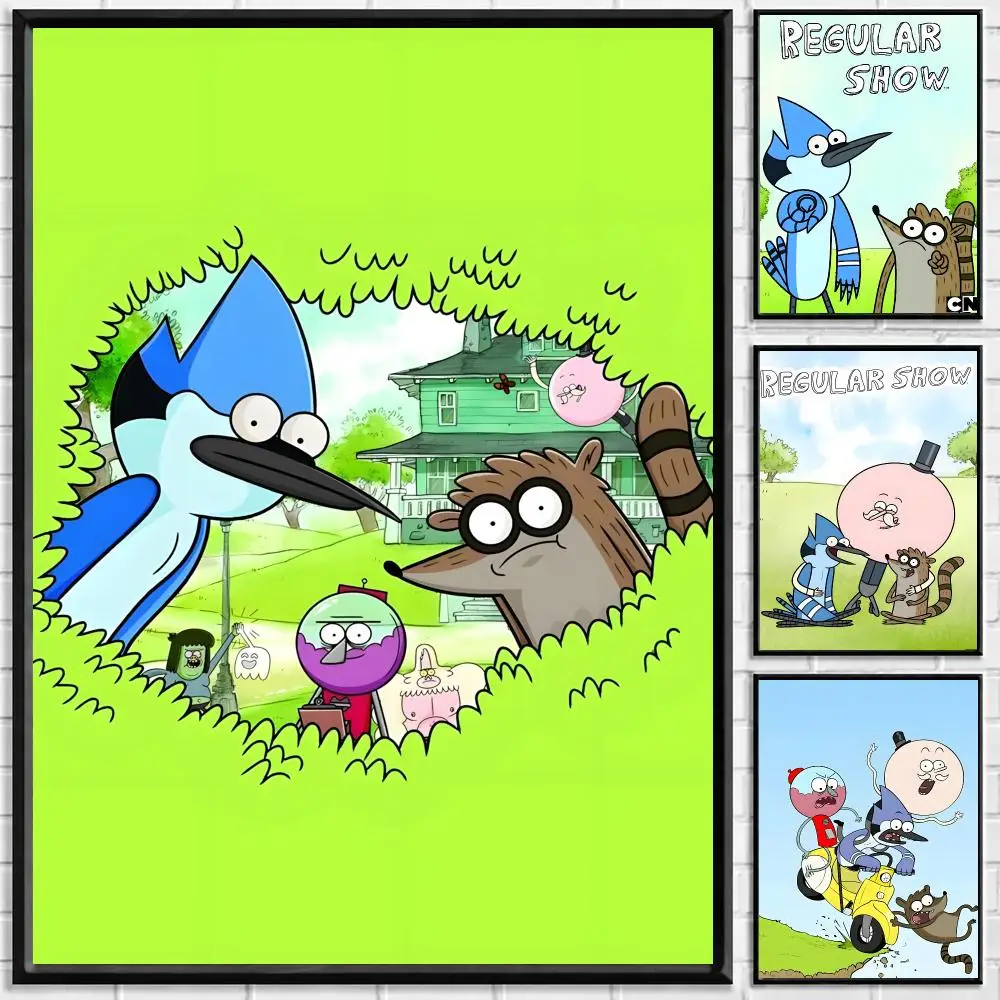 Anime Regular Show Poster Self Adhesive Waterproof PP Poster Coffee Shop Bar Wall Sticker Home Room Decor Wall Art