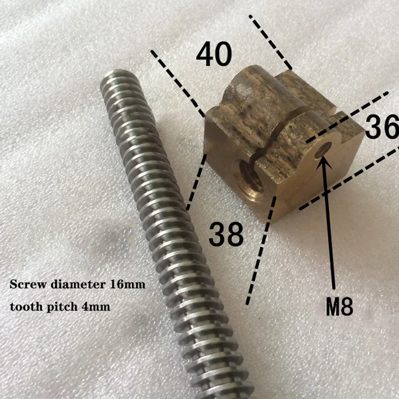 C6132/C6140A1 Lathe Accessories Screw Middle Carriage Screw Nut Group 590/620MM Outer Diameter 16 Tooth Pitch 4 Left Hand Thread