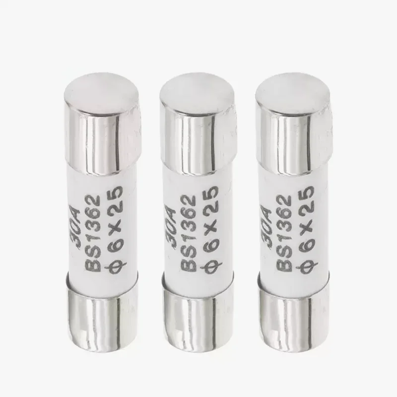 10PCS 6x25mm Ceramic Fuse Tube Fuse 250V 0.5A 1A 2A 3A 4A 5A 6A 8A 10A 12A 15A 20A 25A 30A Fast Fusing 6*25mm