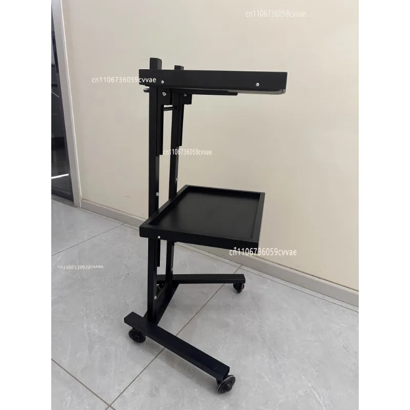 Foldable 2-Tier Stainless Steel Rolling Cart Multi-Function Trolley for Salon Supermarket Professional Workbench