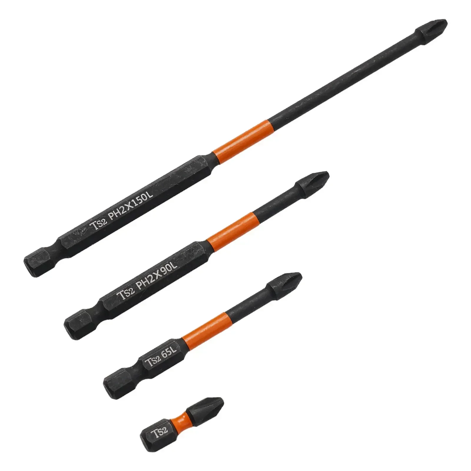 Set di punte per cacciavite a croce in acciaio legato magnetico, 4 punte per cacciavite a percussione PH2, lunghezza lunga 150 mm per una facile