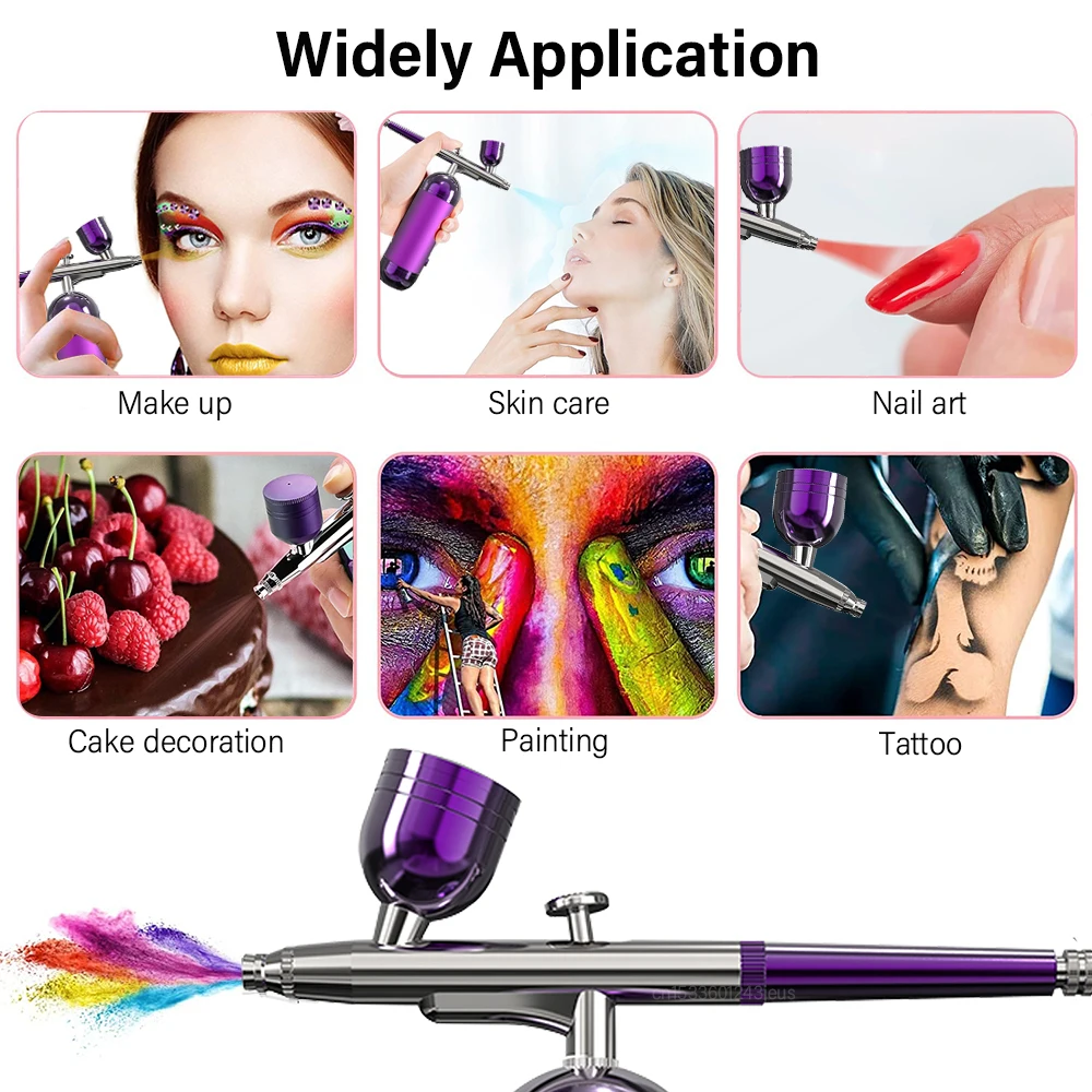 Airbrush with Compressor Portable Cordless Spray Gun Rechargeable Wireless Airbrush Set for Nail Art Skin Care Cake Decorating