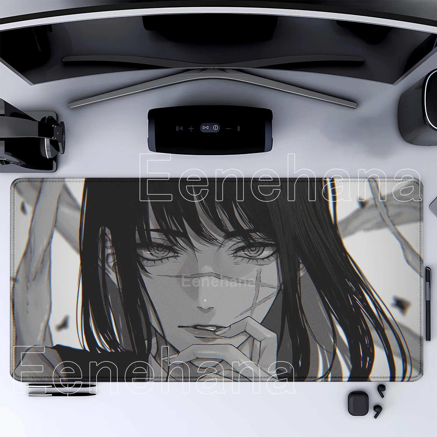 

Коврик для мыши Makima Black White Anime Kawaii Girls Reze, нескользящий, 900x400 мм, для ноутбука, Chainsaw Man, офисный коврик для клавиатуры и стола