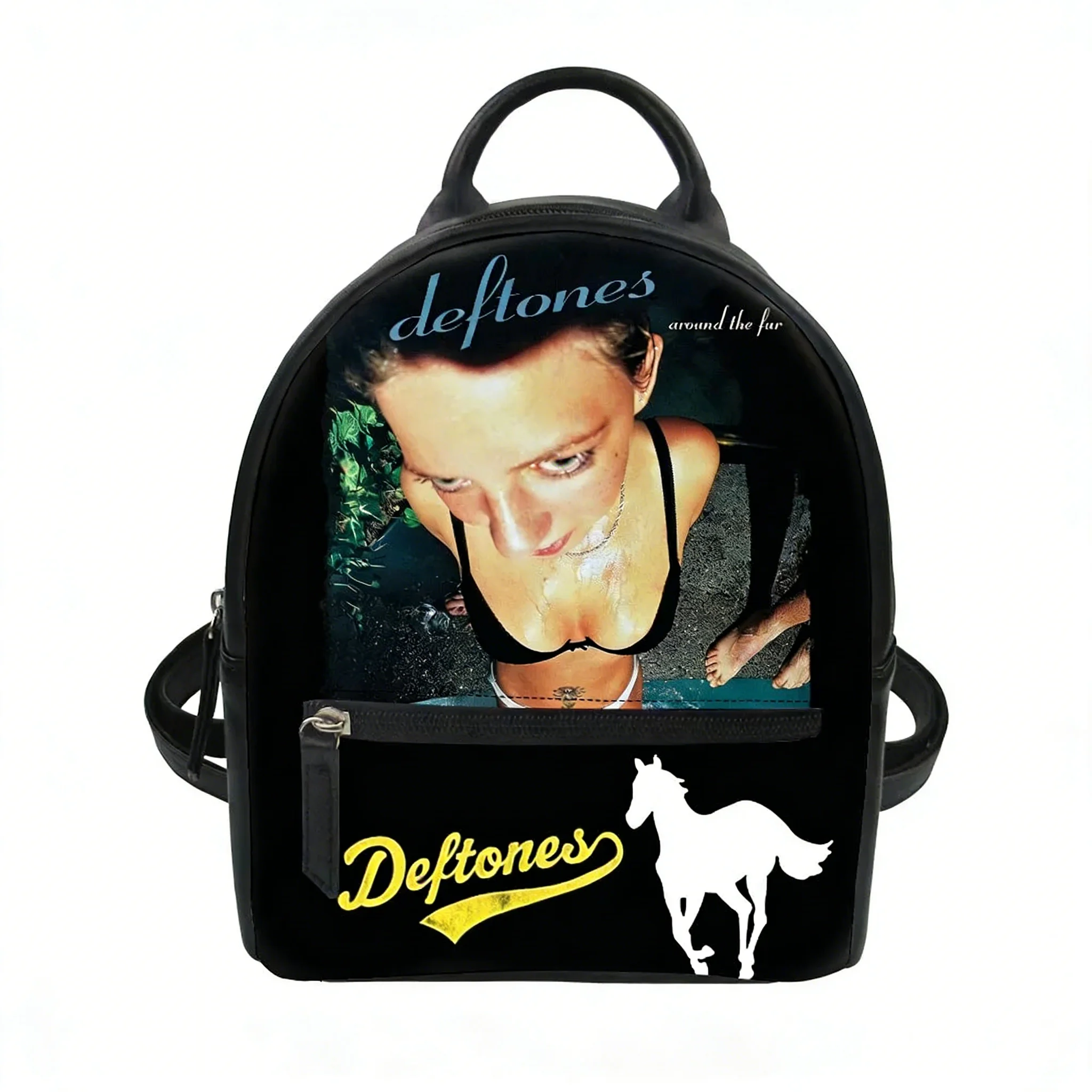

Deftones Metal Rock Band Custom Backpack Purse Carter Schoolbags Double Shoulder Bag Mini Daypack Leather Leisure Travel Bag
