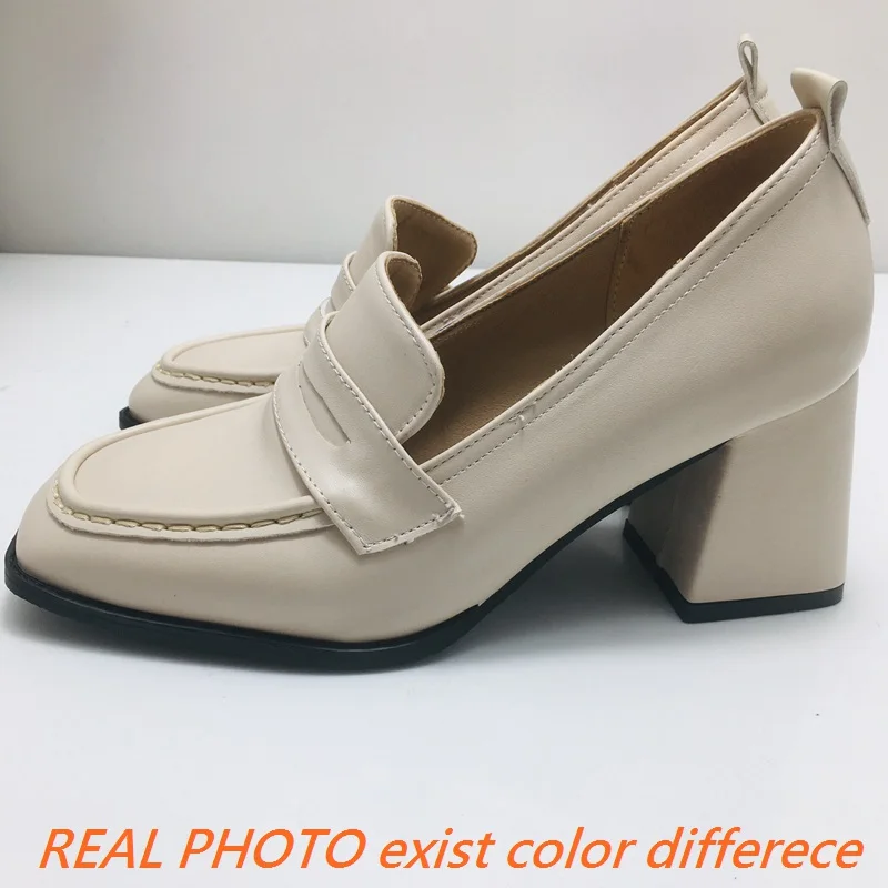 Girseaby 2024 New Luxury Office Lady Pumps 32 33 Square Toe Chunky Heels 7cm Slip On Big Size 44 45 Classic Female Shoes Spring