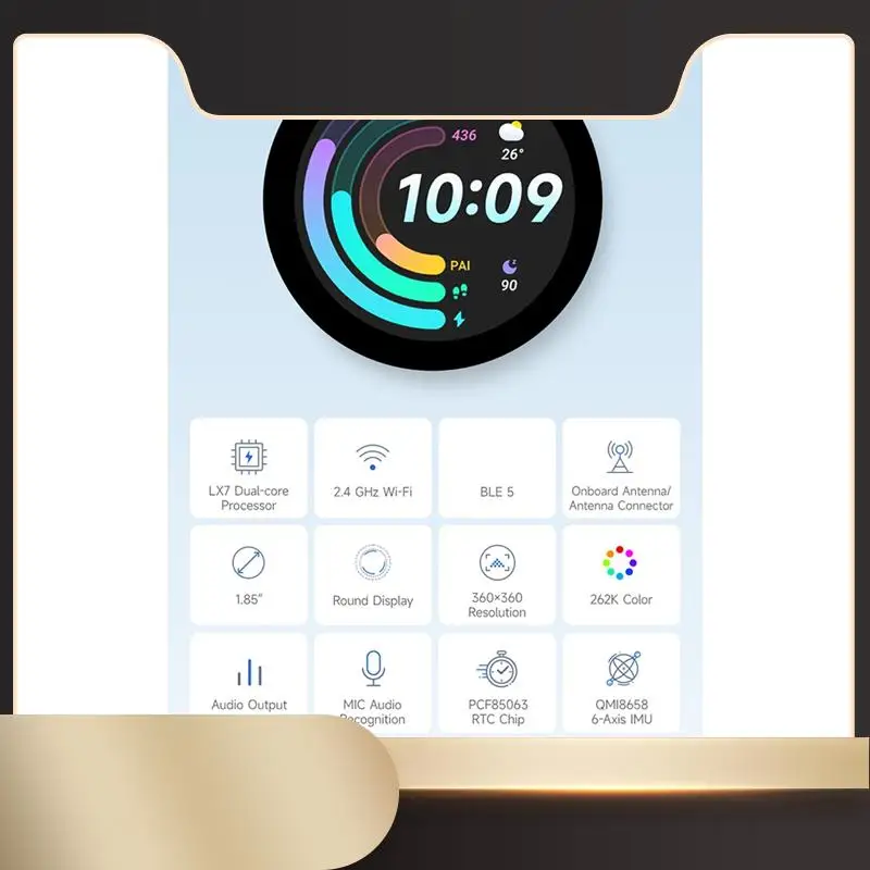 

ESP32-S3 1,85-дюймовый круглый дисплей, макетная плата, 32-битный двухъядерный процессор LX7, экран 360X360 для Wi-Fi и Bluetooth-N36R