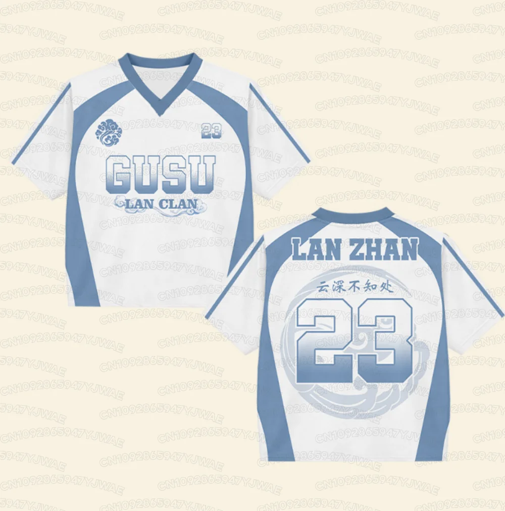 2026 Herren Damen MDZS Gusu Lan Zhan Wei Wuxian V-Ausschnitt Jersey Cosplay Fan T-Shirt Streetwear Kurzarm T-Shirt Oberteile – Detail 5