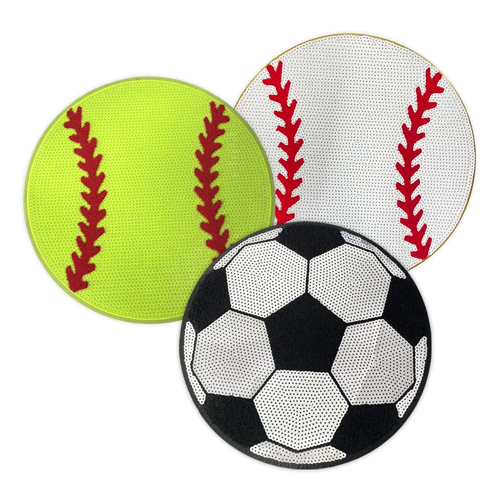 Huge Soccer Flash Ironing Patch Softball Basketball Rugby Diy Applique Iron on Embroidery Badge Patches for Bags Jacket Hoodie