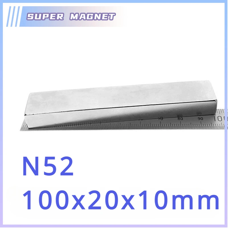 1/2/3PCS N52 100x20x10mm Block Powerful Magnets Long Sheet Neodymium Magnet 100mm x 20mm x 10mm Strong Permanent NdFeB Magnets