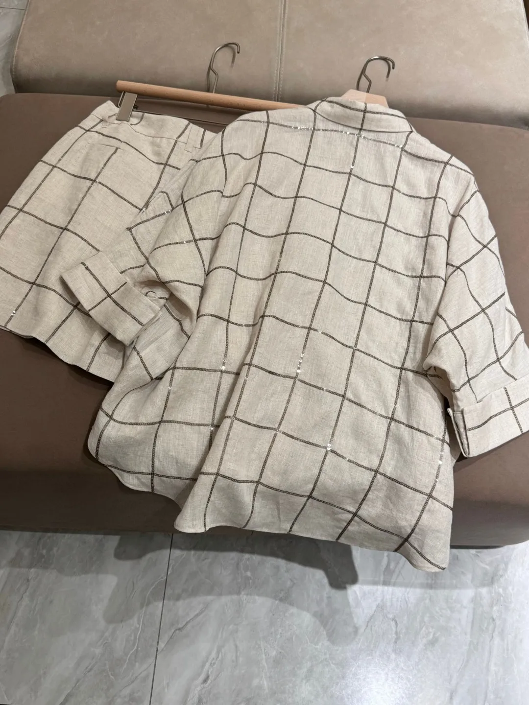 

New Spring And Summer Women'S Linen Short-Sleeved Shirt Shorts High-Quality Suits Fashionable And Versatile Leisure