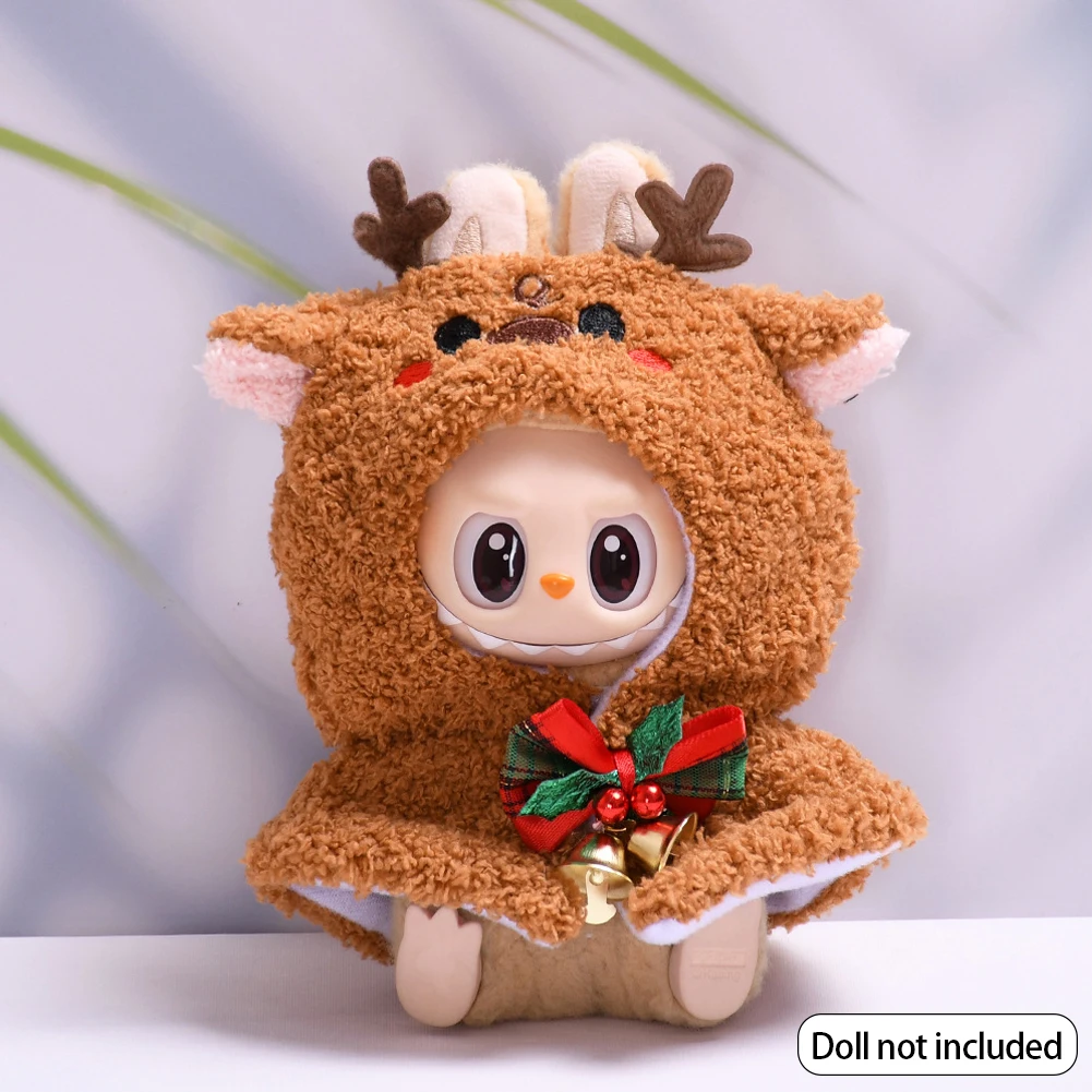 ตุ๊กตาน่ารักเสื้อผ้าชุดอุปกรณ์เสริมคริสต์มาสชุดเคปสำหรับ 15/17 ซม.ลาบูบู V2 มินิตุ๊กตาเสื้อผ้าตุ๊กตาอุปกรณ์เสริมสาวของขวัญ