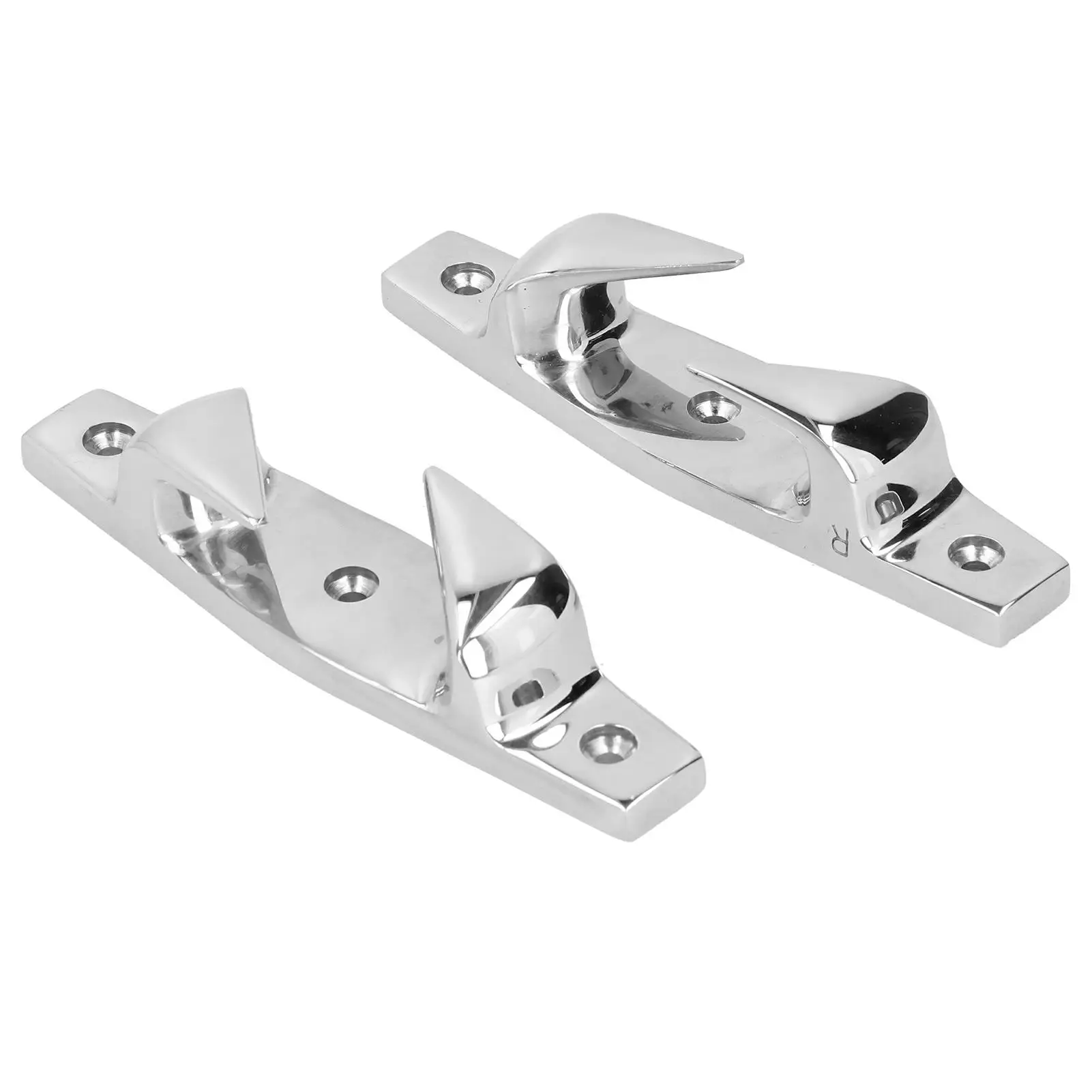 2pcs 6in Marine Boat Cleats with Hollow Fairlead - 316 Stainless Steel Docking Accessories for Anchoring