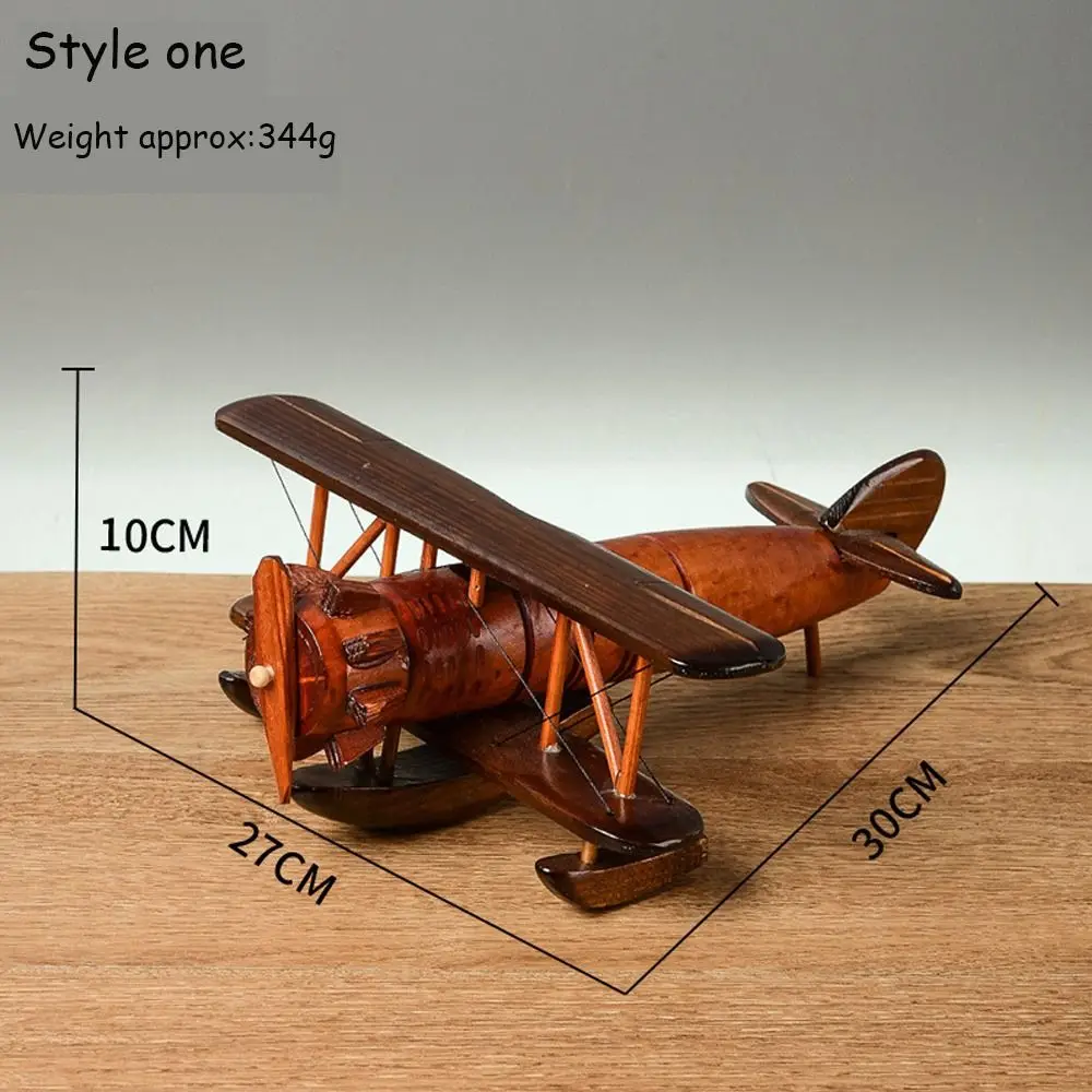 Solid Wood Grain Tabletop Decorative Ornaments Airplane Model Home Ornament Wooden Crafts Vintage Wooden Airplane