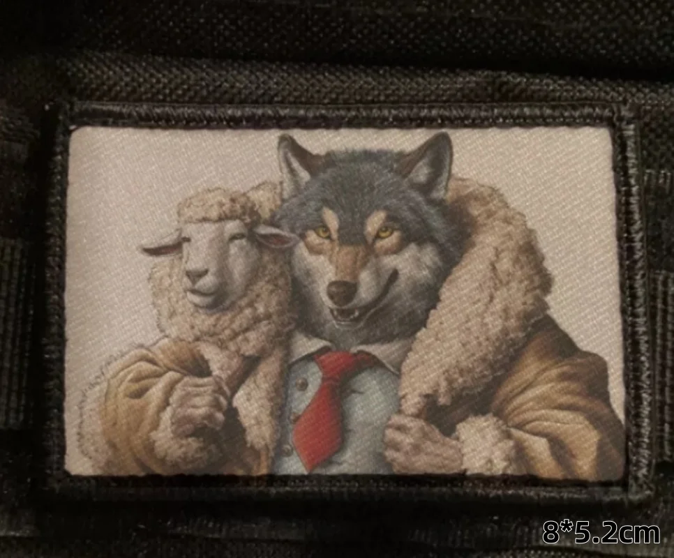 Wolf in Sheep’s Tactical Patch Funny Surfing Jesus Printing Hook&Loop Emblem Military Goddess With Gun Morale Badges on Backpack