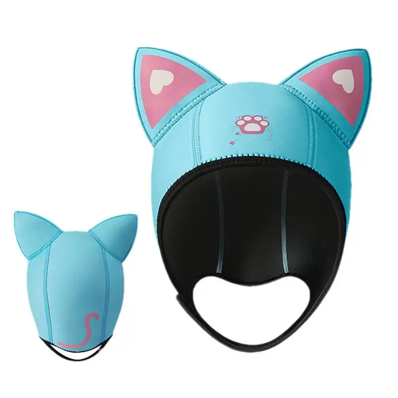 Cat Ears Scuba Dive Hood 3mm Neoprene Cute For Snorkeling Swimming Stretchy Thermal Surfing Hood Swim Hat For Girls Women