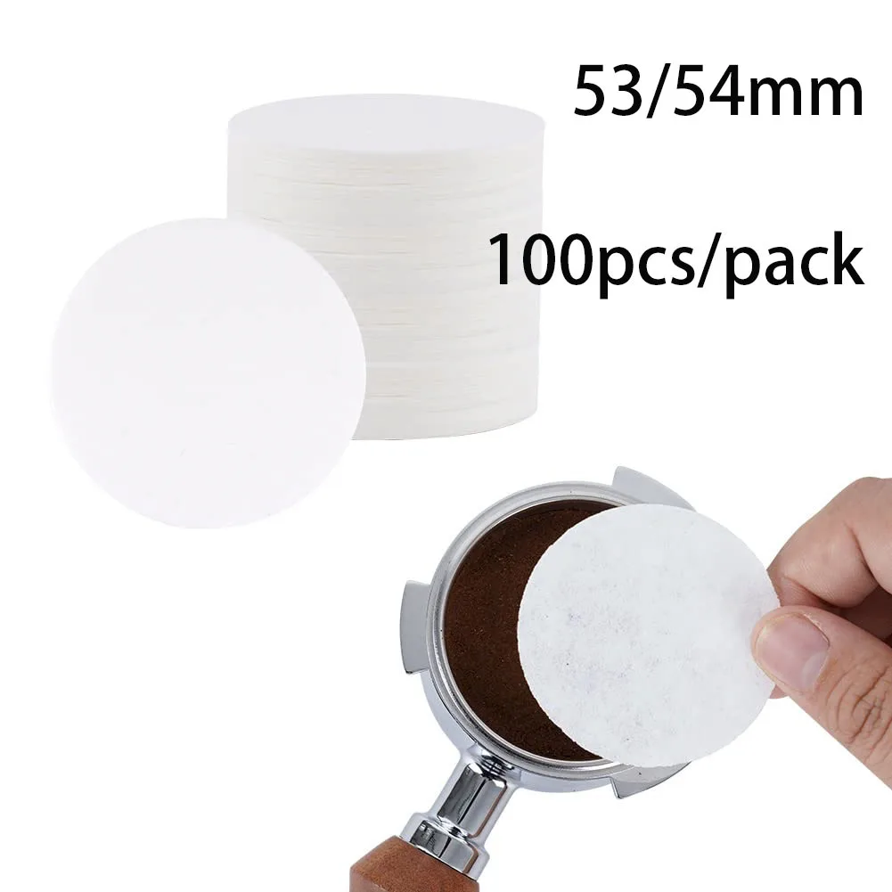 Leeseph Kaffee-Papierfilter, 100 Stück Espressomaschine, Pulverschüsselfilter für 51/53/58 mm Puck-Bildschirm, Kaffee-Siebträgerkorb