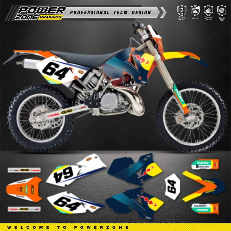 

Пользовательские графические наклейки PowerZone для комплекта наклеек ENDURO для KTM 2003 EXC SXF, наклейки для мотоцикла 01