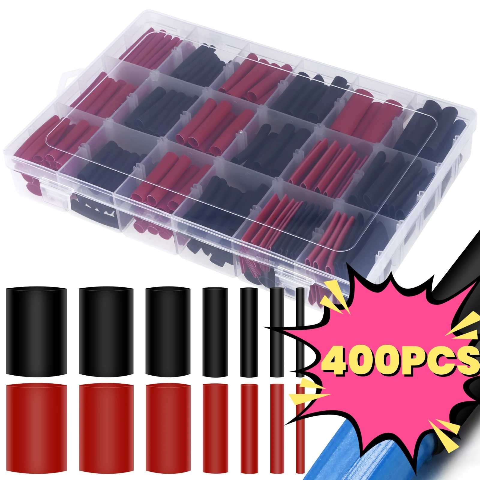 400Pcs Heat Shrink Tube Shrink Wrapping Cable Protector 3:1 Ratio Adhesive Lined Shrink Wrap Assorted Thermoresistant Tube