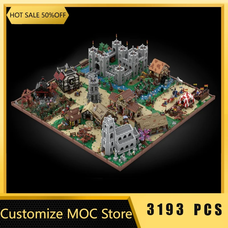 3193 pièces personnaliser maisons médiévales Village Diorama bloc de construction modèle enfants Puzzle assemblage jouets de construction cadeaux de noël