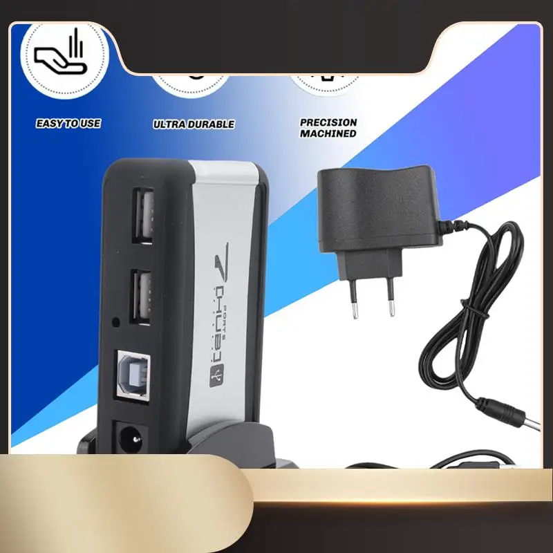 Eu Plug External Hub 7 Usb 2.0 Ports With Multi-Socket Power Supply Slot For Notebook Pc Mac-N36R