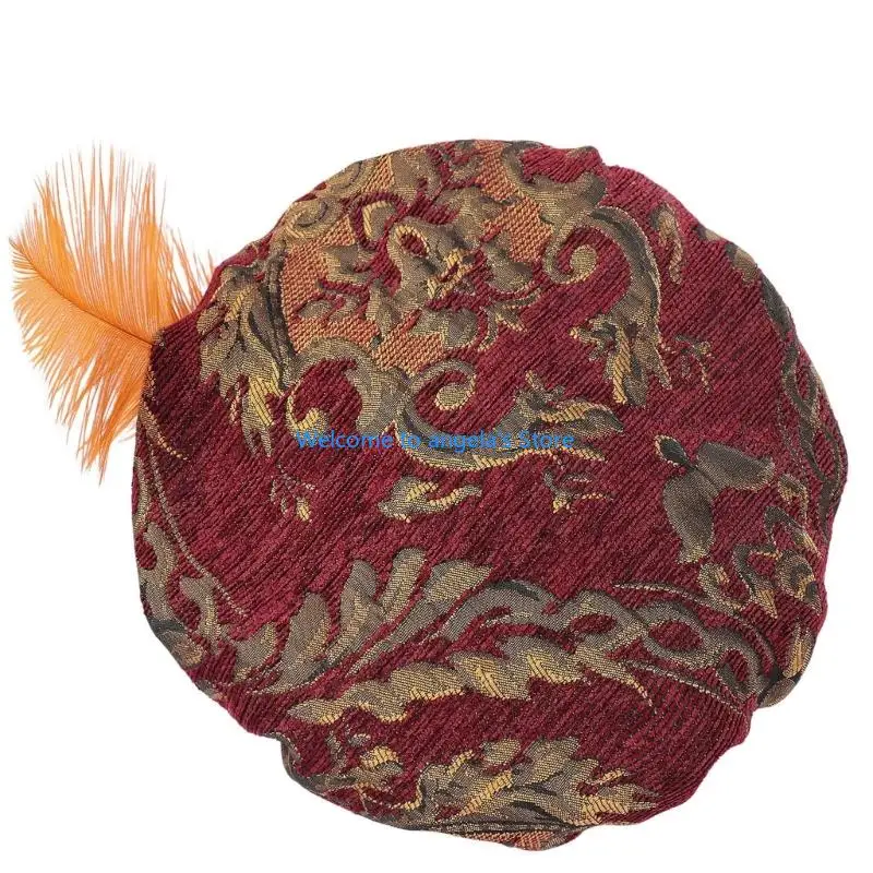 X4YC Medieval Tudors Hat Renaissances Muffin Hat Tudors Flat Cap for Halloween Party