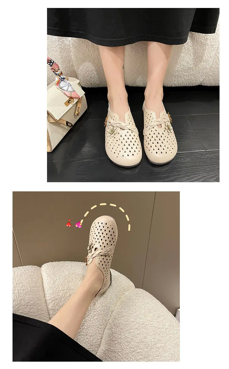 2024 Newly Square Toe Women's Flats Designer Cutout Shoes Ladies Wide Fit Soft Leather Moccasins Female Driving Sneakers
