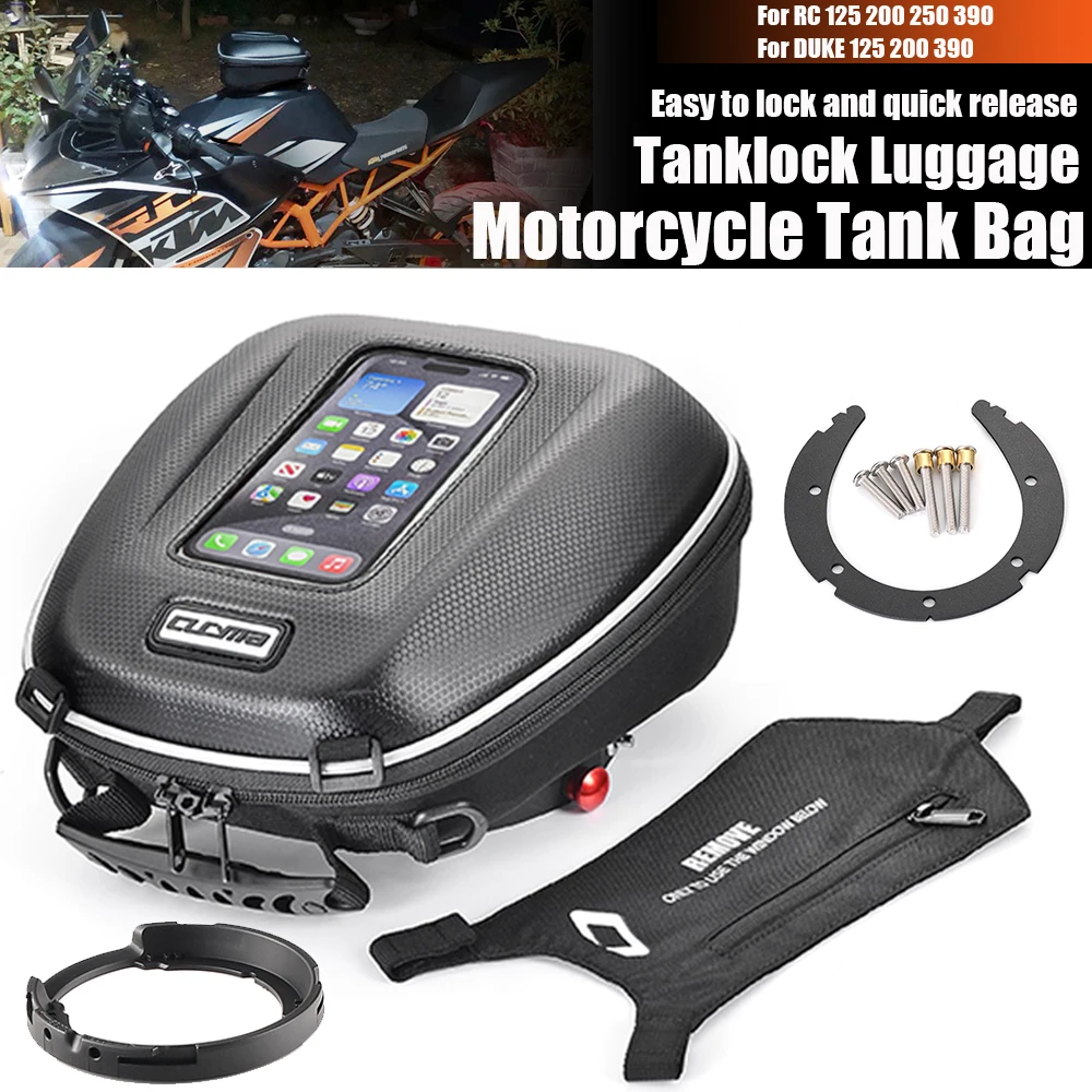 Motorcycle Tank Bag For RC390 RC250 RC200 RC125 DUKE 390 200 125 Waterproof Luggage Tanklock Ring Parts Tool Bag Backpack