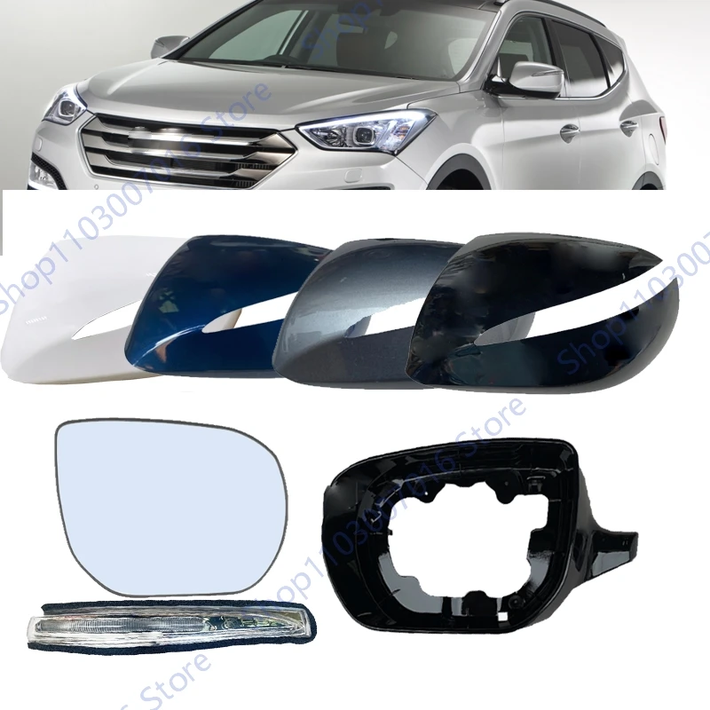 

For Hyundai Santa Fe Santafe IX45 2013-2018 Car Rearview Mirror Glass Frame Cover Side Door Mirror Lid Cap shell Signal Light