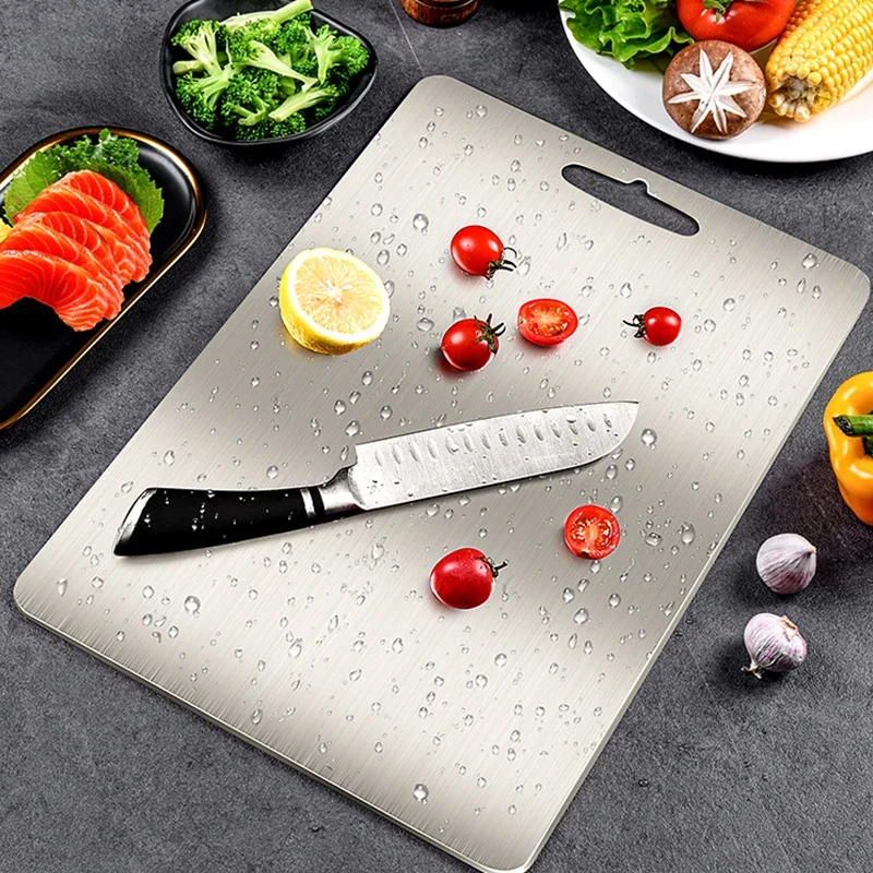Holaroom Stainless Steel Chopping Block Fruit Vegetable Meat Chopping Boards Easy Clean Cutting Board Practical Kitchen Tool