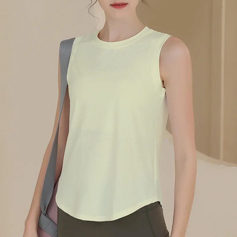 

Solid Yoga Shirt Women Sports Sleeveless Tops Running Clothes T-Shirts Casual Loose Yoga Training Running Tops Female Yoga Top