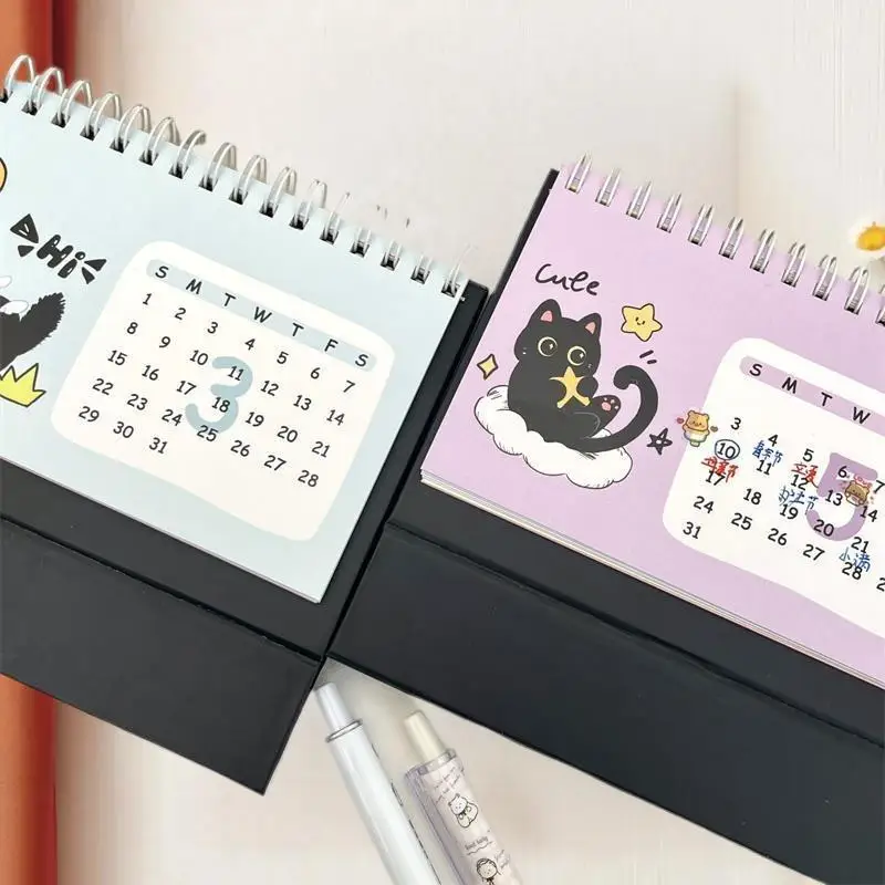 

2026 Year Of The Horse Mini Calendars Creative Desk Portable Travel Calendars Cute Cat Pattern Calendar Desktop Decor Ornaments