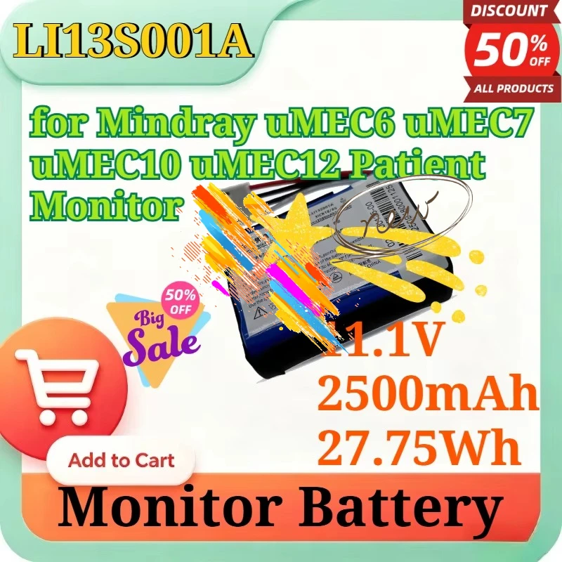 LI13S001A 2500mAh 11.1V 27.75Wh Li-ion Rechargeable Replacement Battery for Mindray UMEC6 UMEC7 UMEC10 UMEC12 Patient Monitor